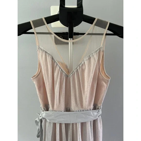 NWT Lauren Conrad Runway Midi Tulle Illusion Dress in Silver and Cream‎ Size 6 - Picture 2 of 12